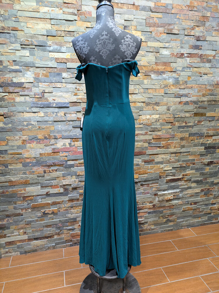 Xscape Teal Off the Shoulder Gown, Size 8