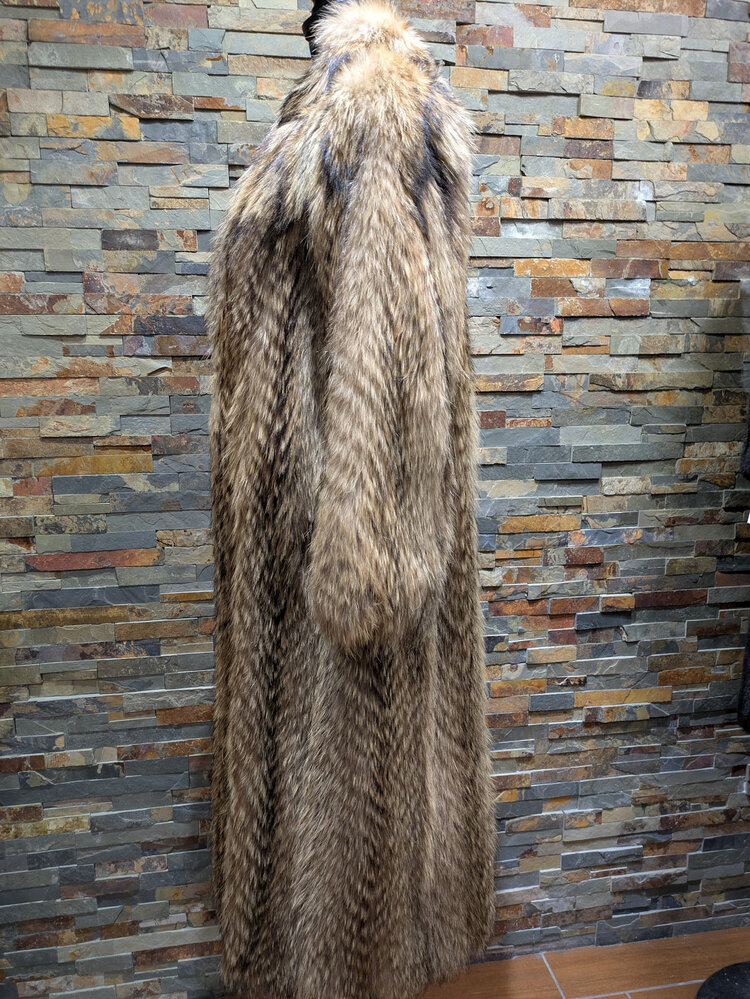Feathered Tanuki Full Length Coat, Size M/L