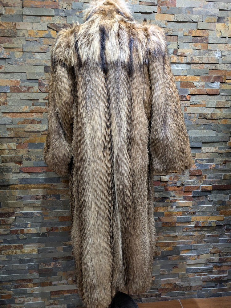 Feathered Tanuki Full Length Coat, Size M/L