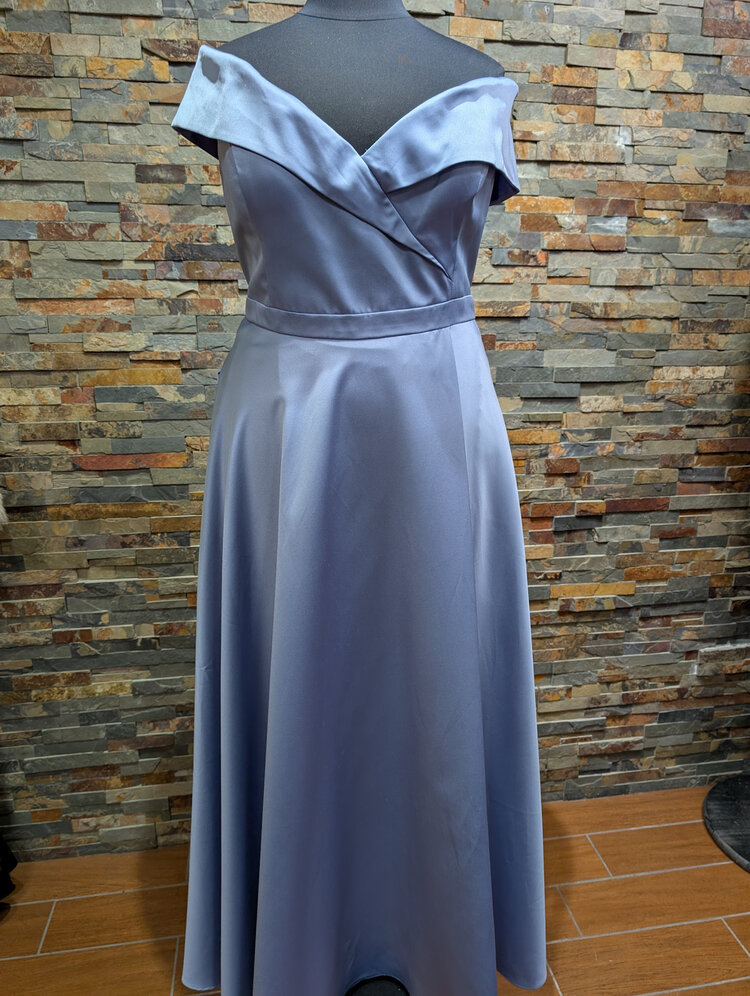 Xscape Light Blue Gown with Portrait Neckline, Size 16W