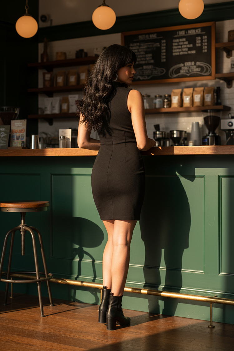 Guess Black Dress with Keyhole Cutouts and Lace Up Shoulder, Size S