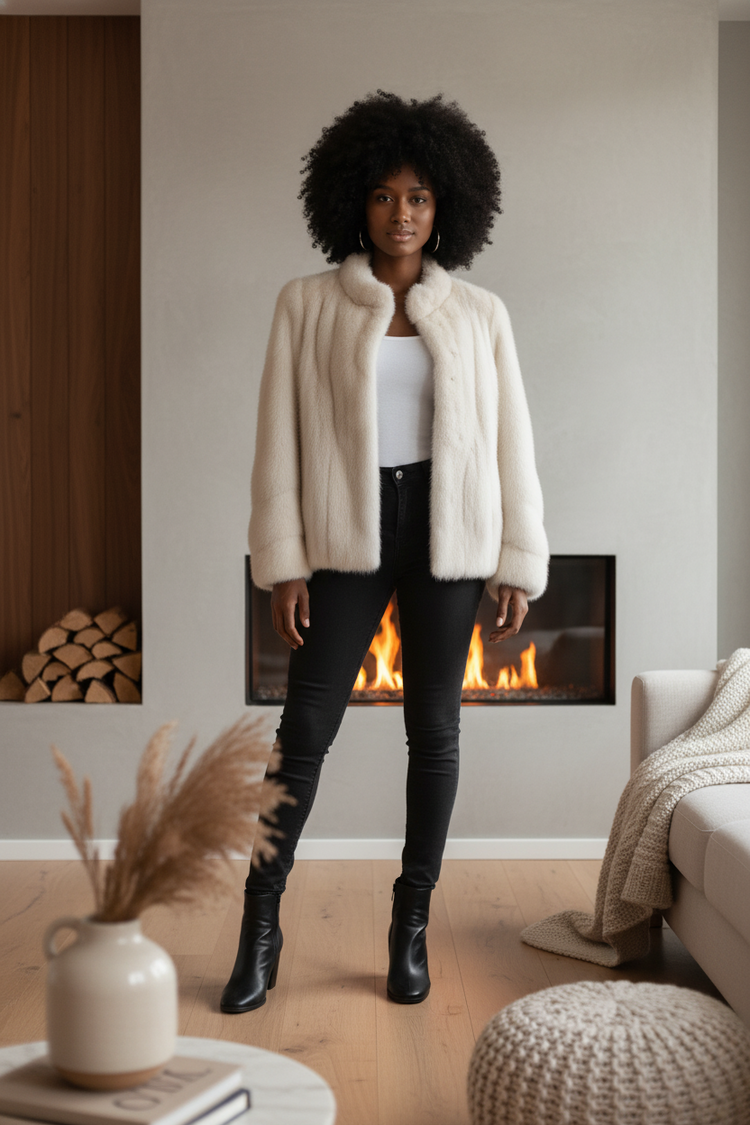 Furs of Distinction Ivory Mink Jacket, Size S