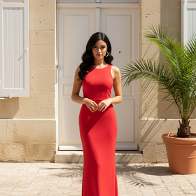 Red Sheath with Criss-Cross Back, Size S