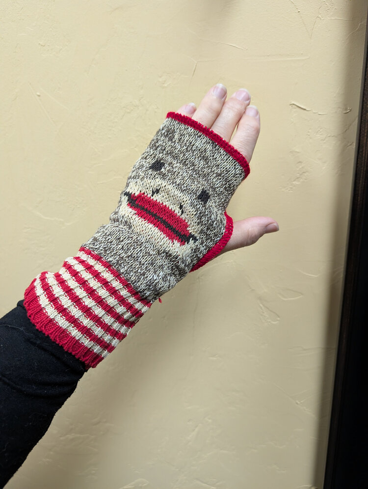 Sock Monkey Fingerless Gloves