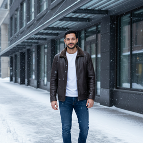 Dark Brown Spanish Lamb Shearling Jacket, Size XL