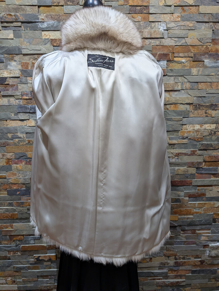 Sabau Furs Blue Fox Stroller with Statement Shawl Collar, Size M/L