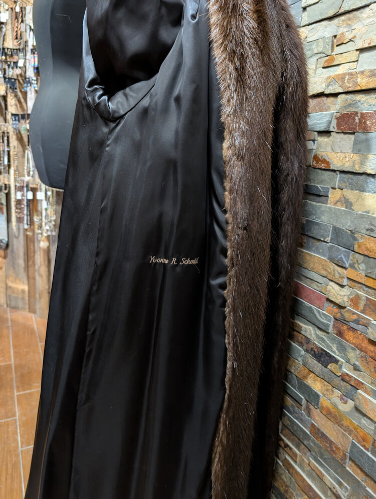 Furs of Distinction Natural Dark Brown Beaver Long Coat w/Shawl Collar, Size XL