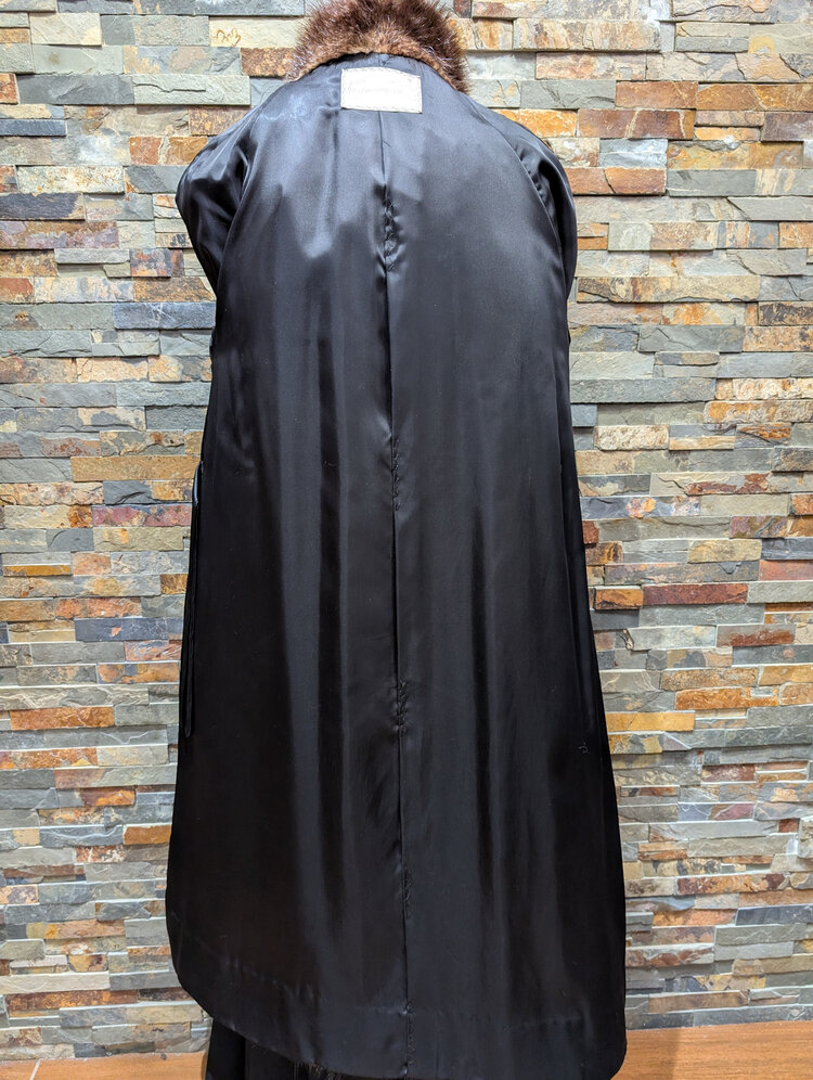 Furs of Distinction Natural Dark Brown Beaver Long Coat w/Shawl Collar, Size XL