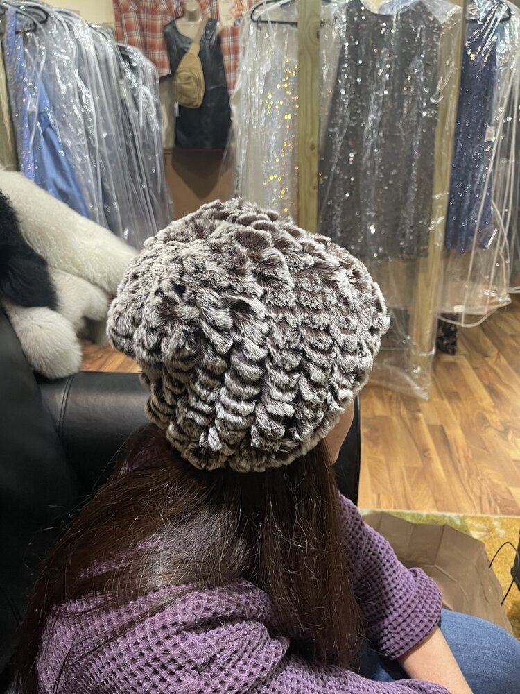 Brown w/White Knitted Rabbit Beanie Hat