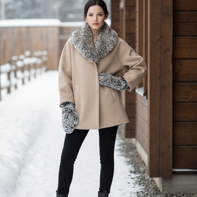 Black w/White Knitted Rabbit Mittens, O/S