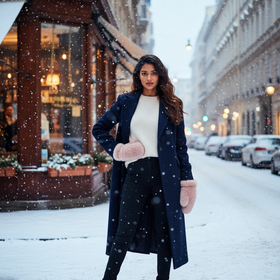 Blush Knitted Mink Mittens, O/S