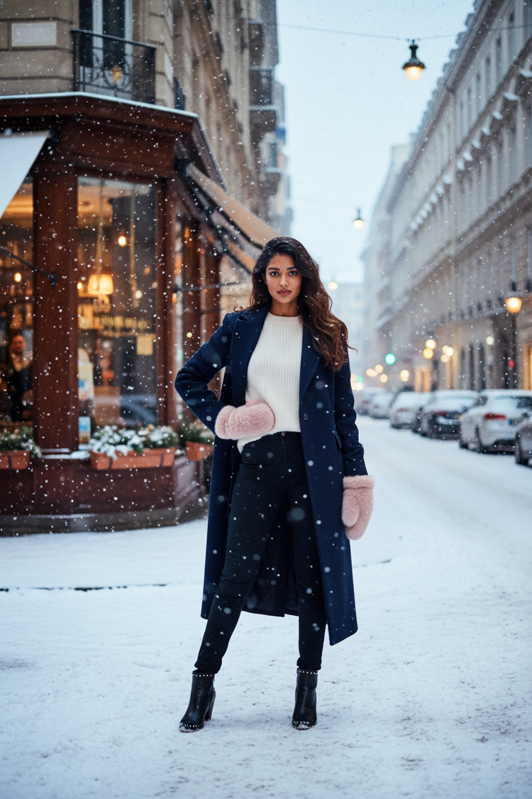 Blush Knitted Mink Mittens, O/S