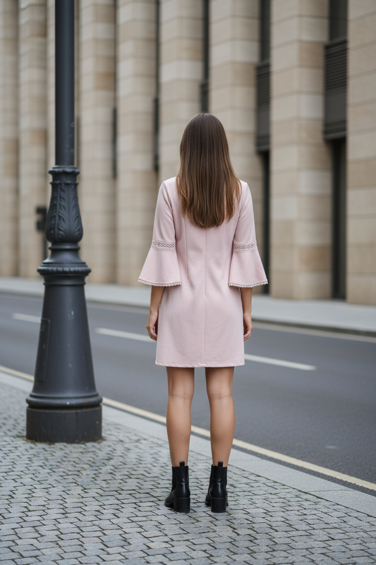 Calvin Klein Pink Sheath Dress w/Bell Sleeves, Size 8