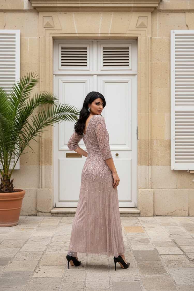 Pisarro Nights Blush Fully Embellished Gown, Size 12P