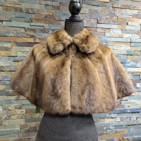 Light Brown Mink Fur Capelet Size S