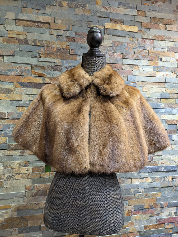 Light Brown Mink Fur Capelet Size S