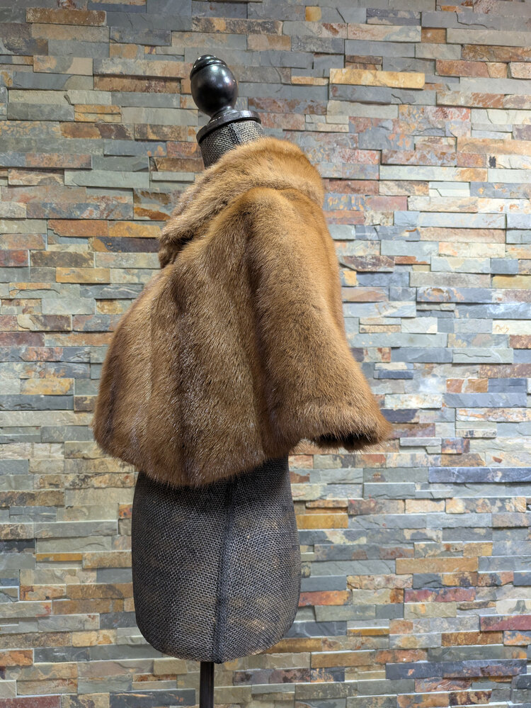 Light Brown Mink Fur Capelet Size S