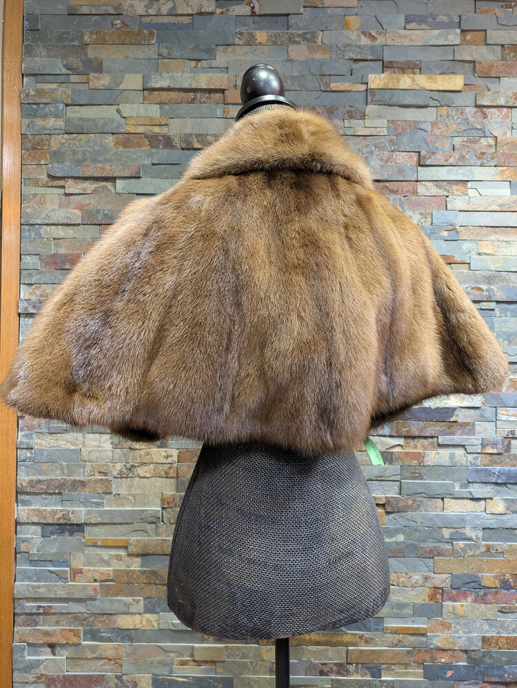 Light Brown Mink Fur Capelet Size S