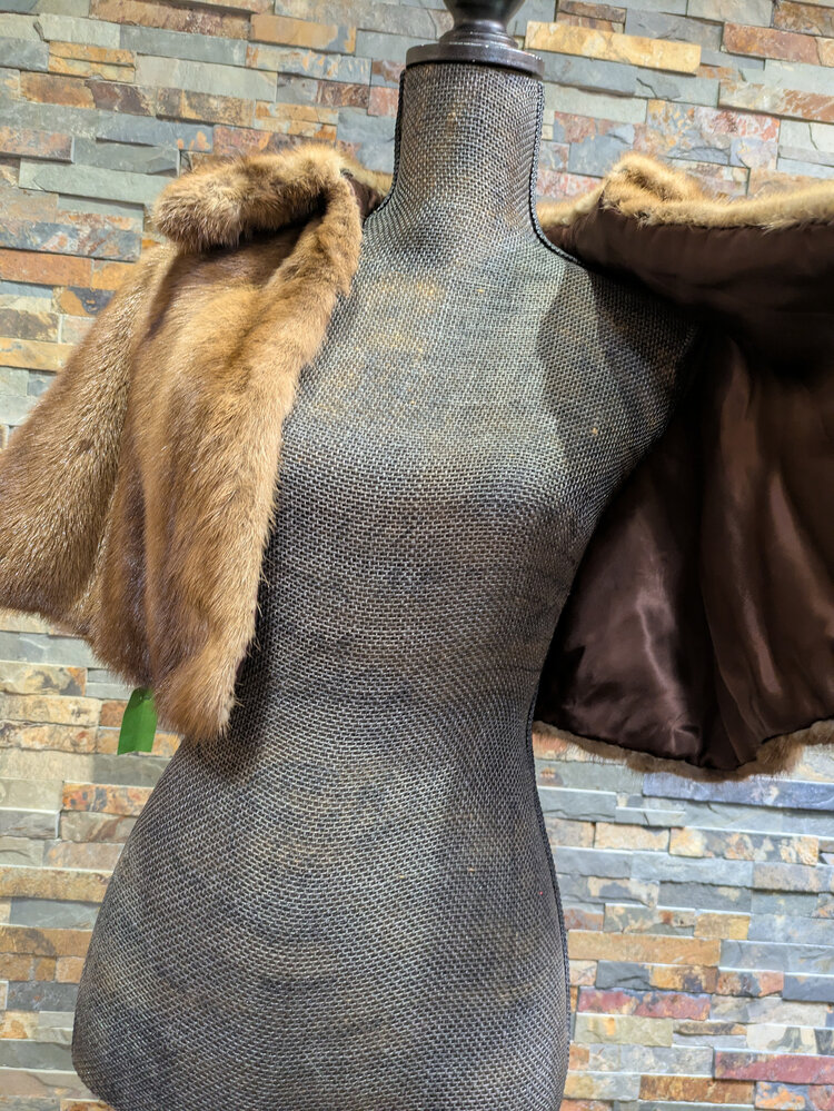 Light Brown Mink Fur Capelet Size S