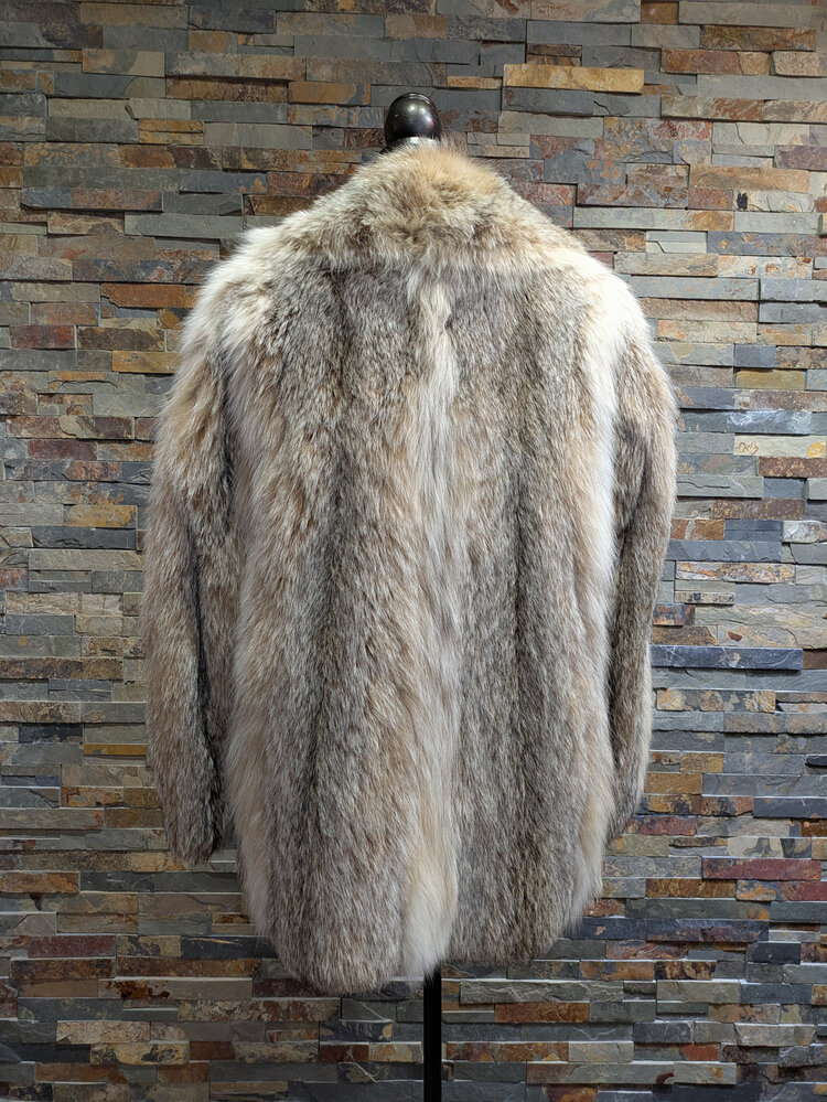 Canadian Lynx Fur Jacket with Notched Lapel, Size M