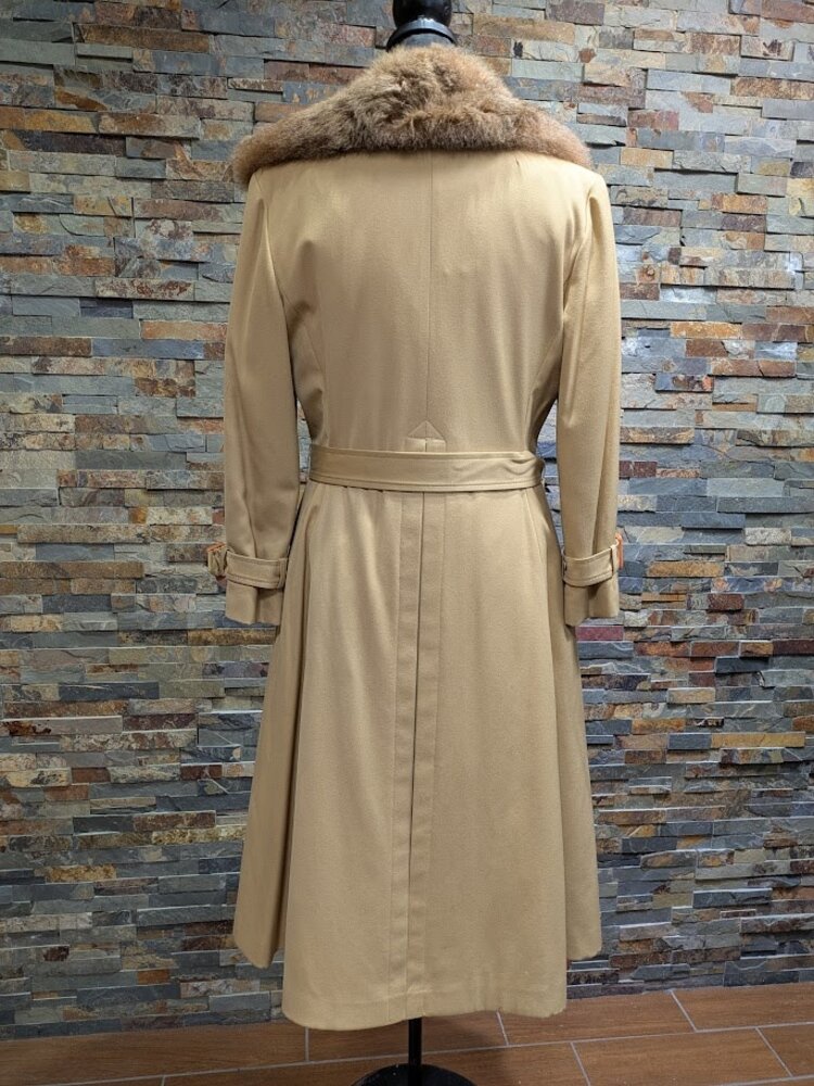 Crystal New Zealand Brushtail Possum Fur Lined Belted Penny Lane Coat, Size S M