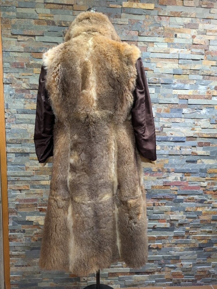 Crystal New Zealand Brushtail Possum Fur Lined Belted Penny Lane Coat, Size S M