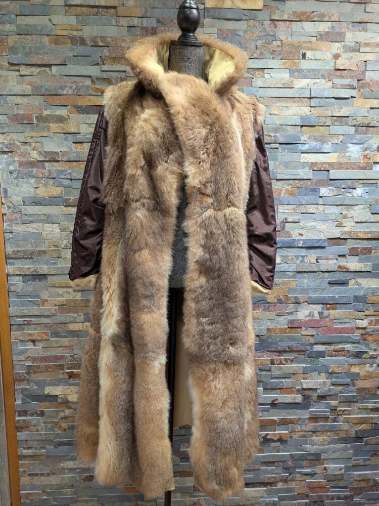 Crystal New Zealand Brushtail Possum Fur Lined Belted Penny Lane Coat, Size S M