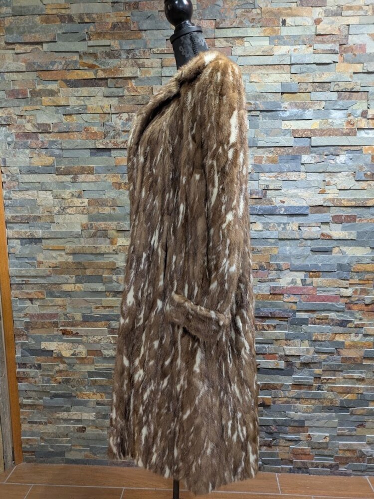 Mink Gill Pieced Coat with Rolled Cuffs , Size L