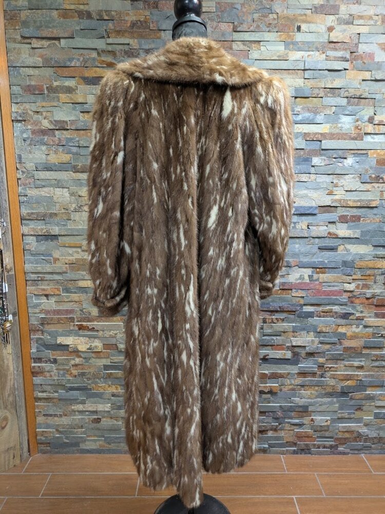 Mink Gill Pieced Coat with Rolled Cuffs , Size L