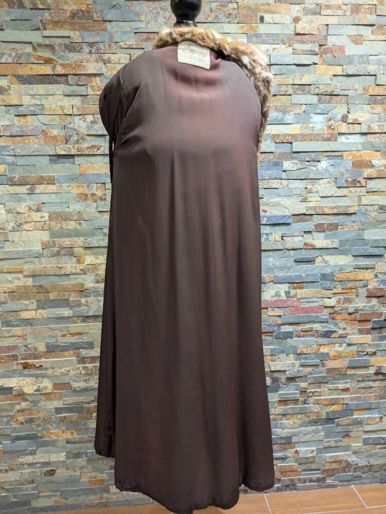 Mink Gill Pieced Coat with Rolled Cuffs , Size L