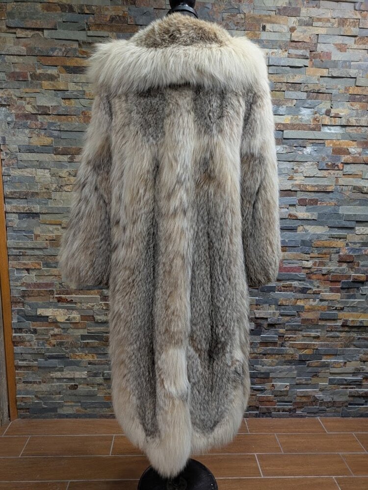 Full Length Canadian Lynx Coat with Shawl Collar, Sz M