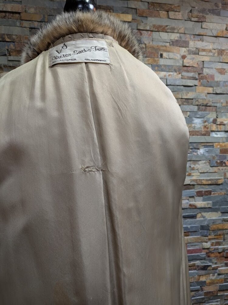 Full Length Canadian Lynx Coat with Shawl Collar, Sz M