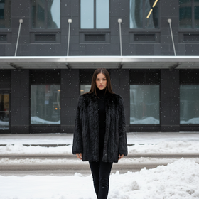 Corded Black Mink Tail Jacket, Size S