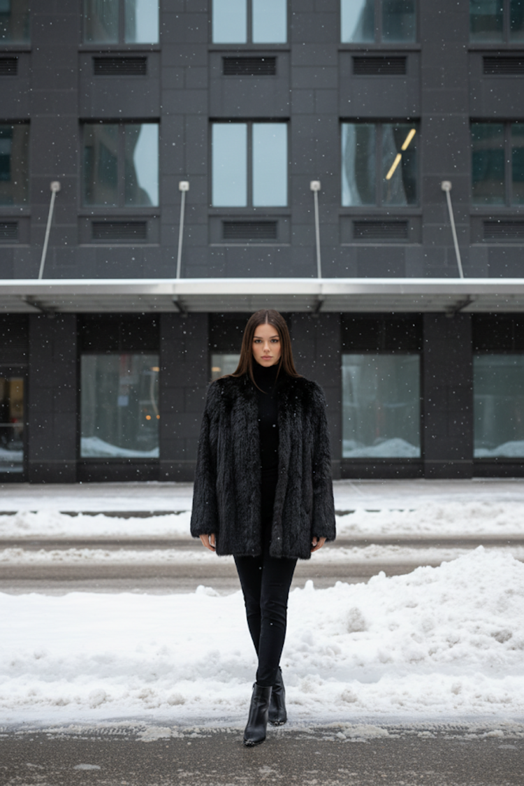 Corded Black Mink Tail Jacket, Size S