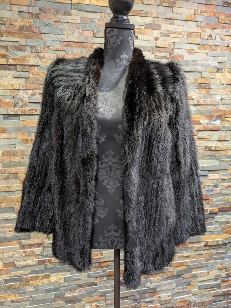 Corded Black Mink Tail Jacket, Size S