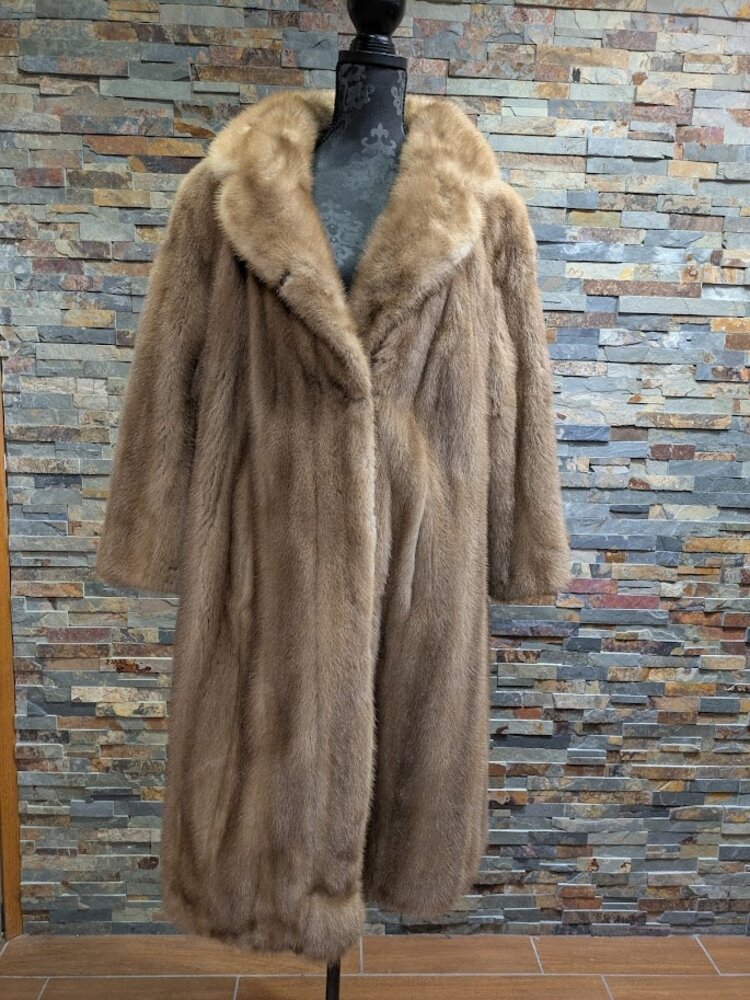 Furs By Truesdell Autumn Haze Pastel Mink Fur Stroller Coat with Notched Lapel, Size XL