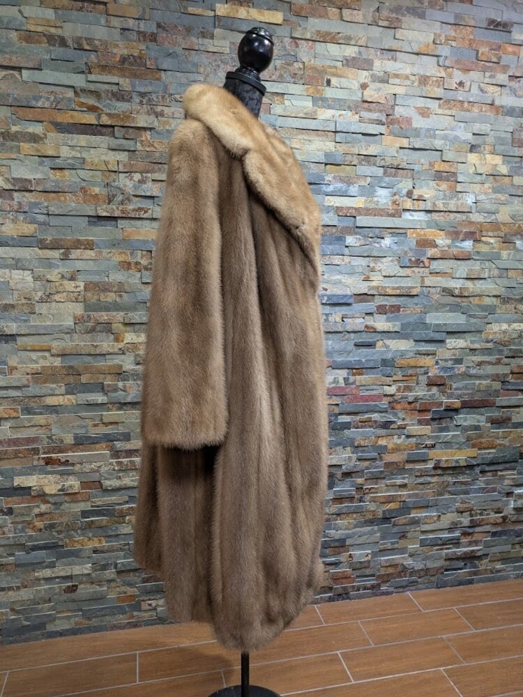 Furs By Truesdell Autumn Haze Pastel Mink Fur Stroller Coat with Notched Lapel, Size XL