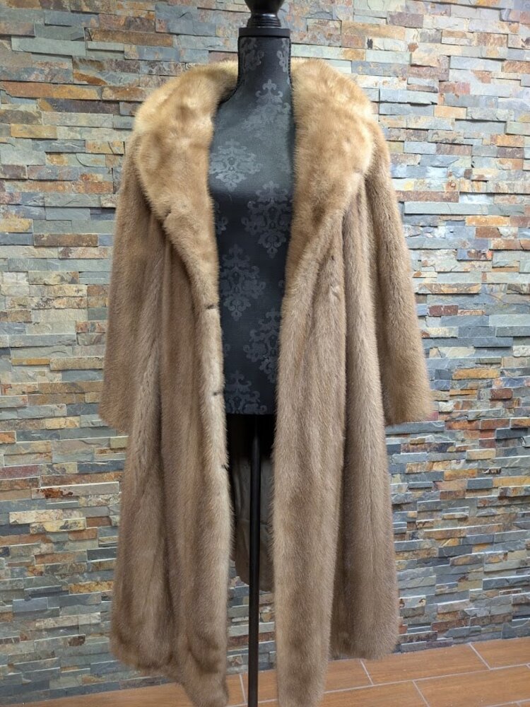 Furs By Truesdell Autumn Haze Pastel Mink Fur Stroller Coat with Notched Lapel, Size XL