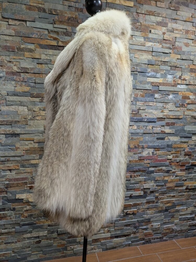 Canadian Coyote Fur Coat with Shawl Collar, Size M