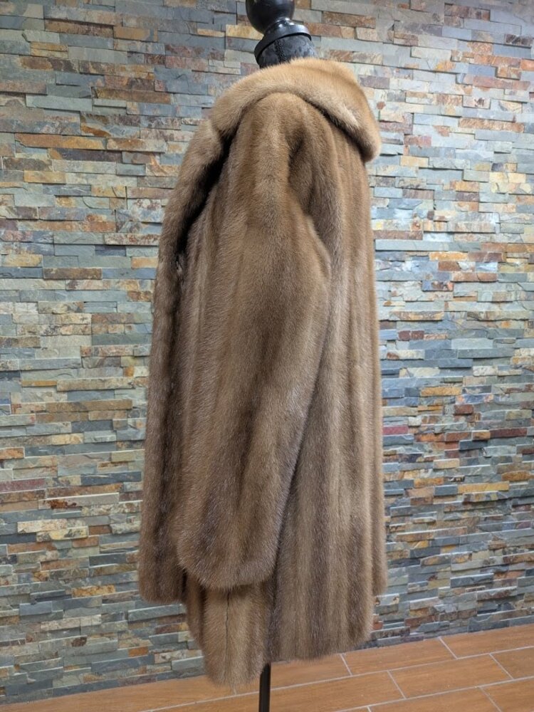 Autumn Haze Pastel Mink Fur Coat with Notched Collar, size Large