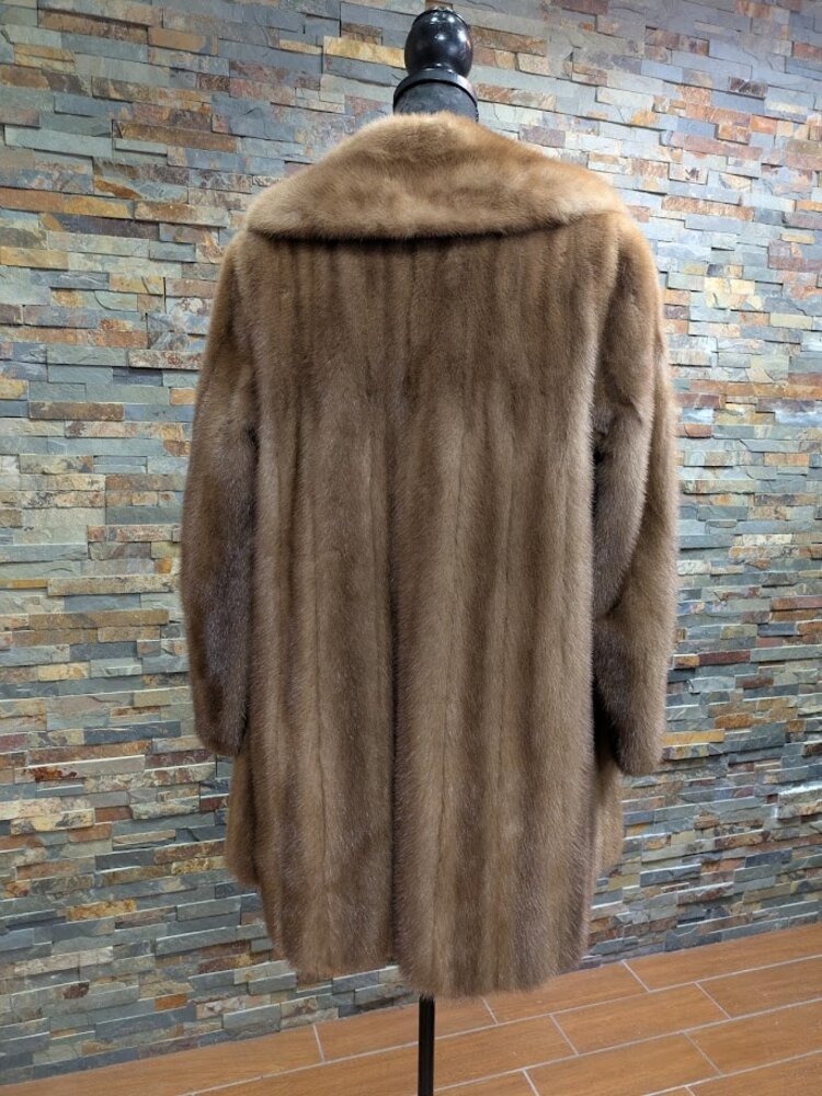 Autumn Haze Pastel Mink Fur Coat with Notched Collar, size Large