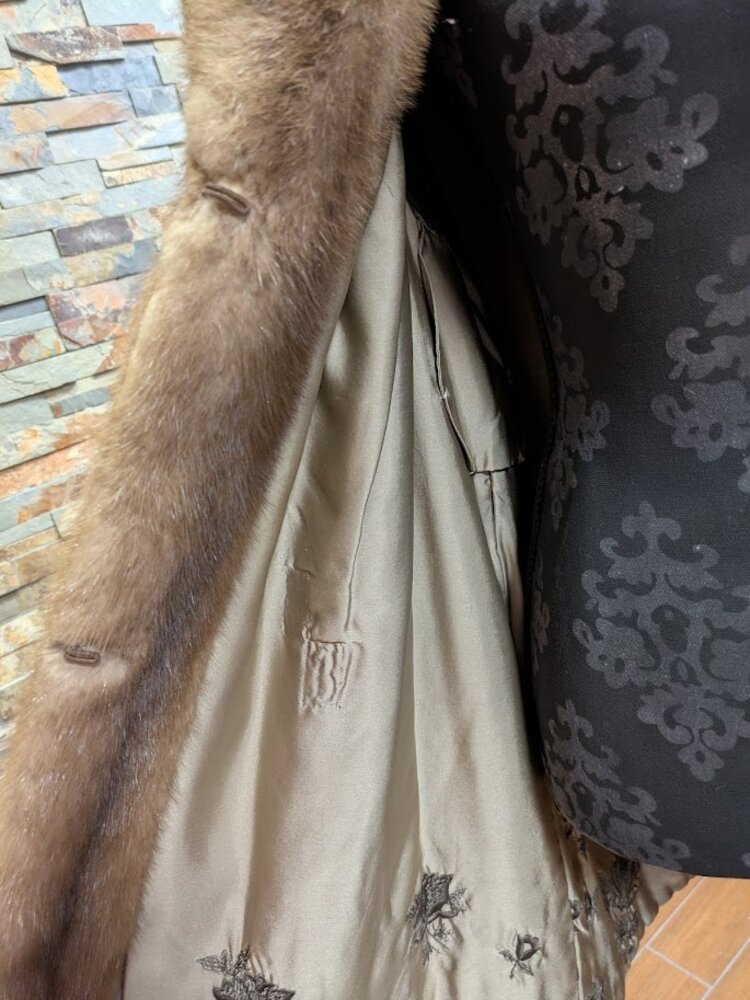 Autumn Haze Pastel Mink Fur Coat with Notched Collar, size Large