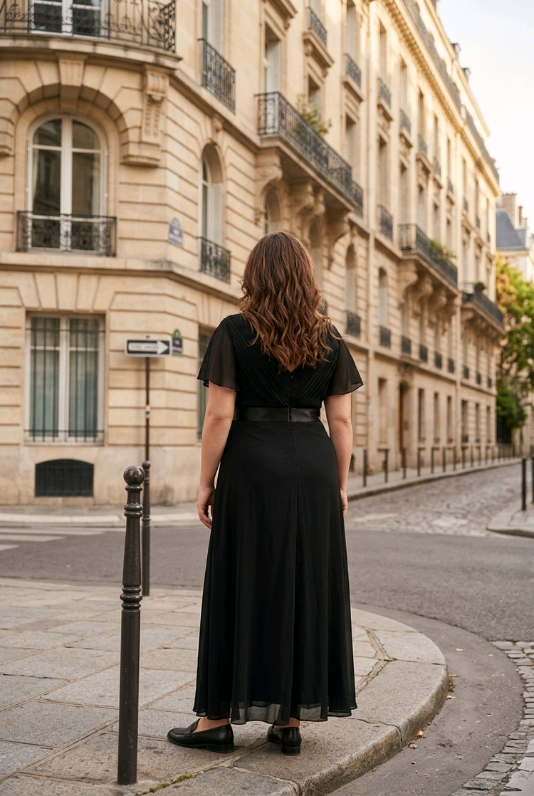 Ever Pretty Black Empire Waist Gown with Flutter Sleeves, Size 12