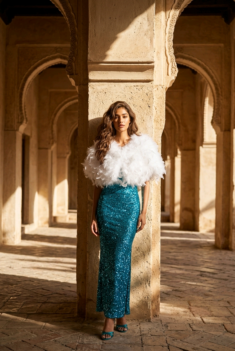 White Mixed Feather Stole, O/S