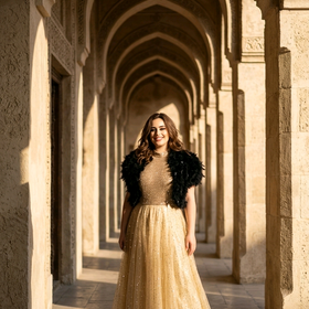 Black Mixed Feathers Capped Sleeve Jacket Size S