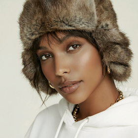 Muskrat Ushanka Hat with Leather Ties