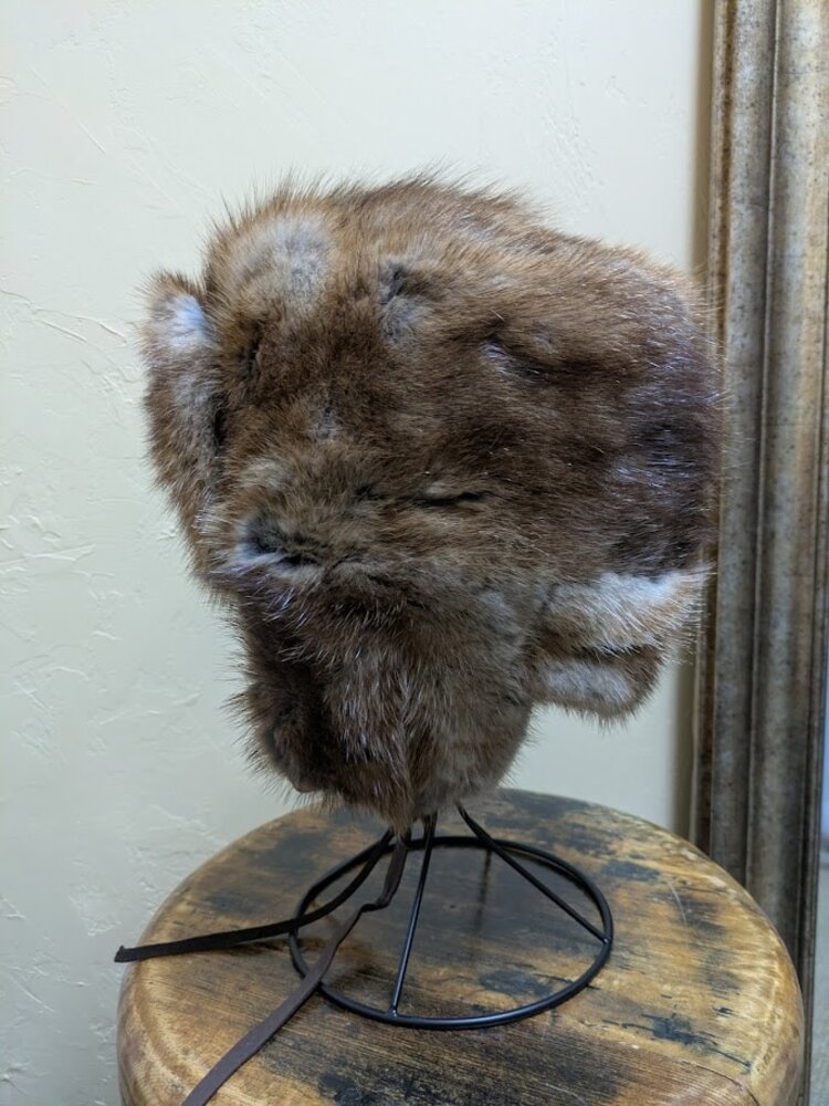 Muskrat Ushanka Hat with Leather Ties