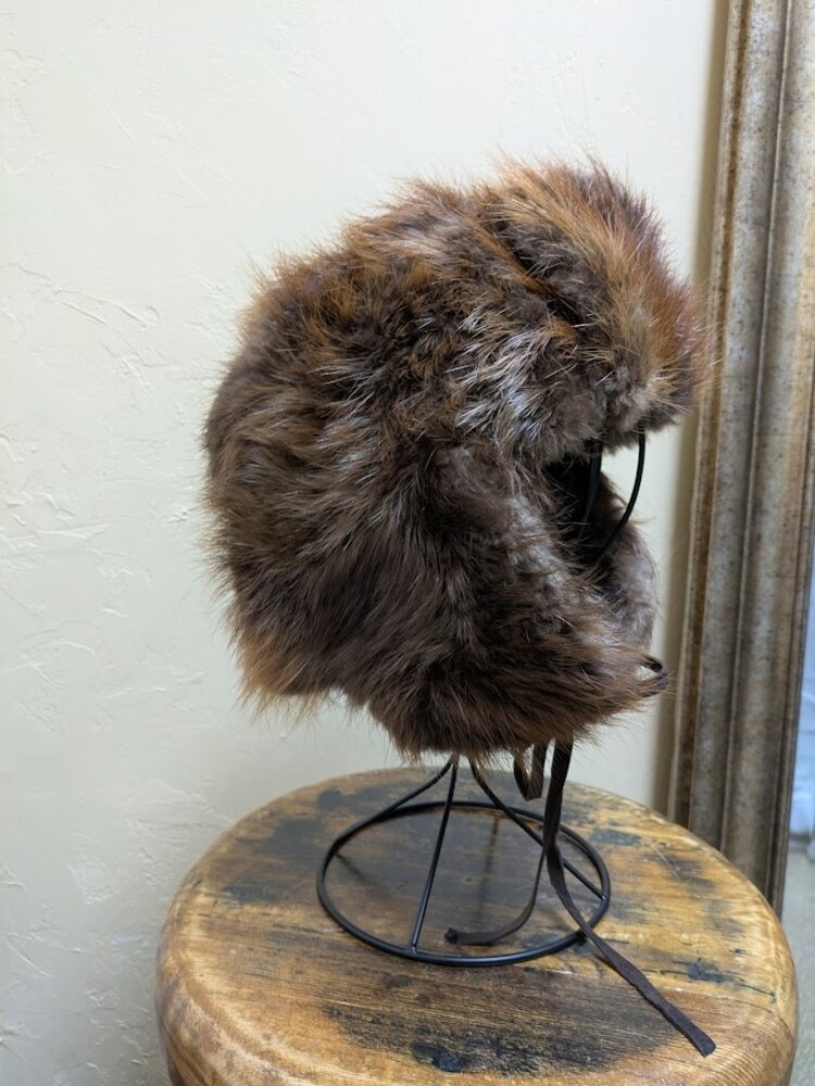 Beaver Fur Ushanka Hat with Leather Ties