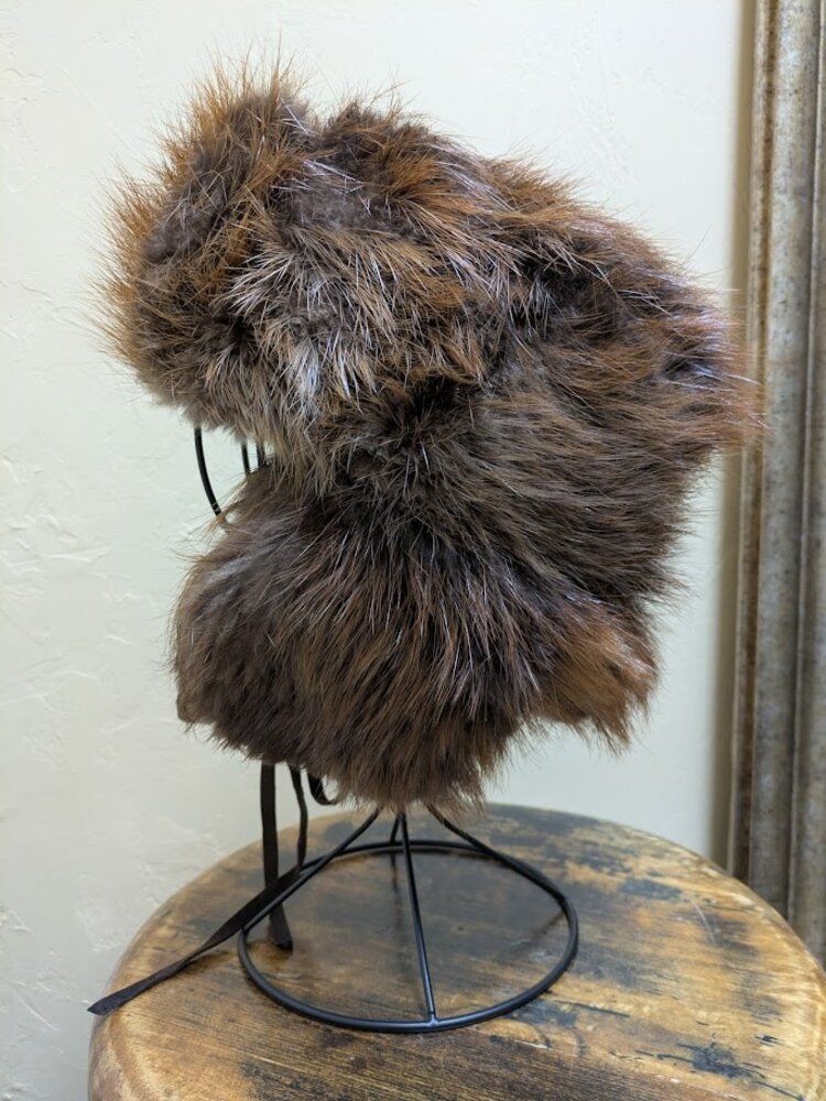 Beaver Fur Ushanka Hat with Leather Ties