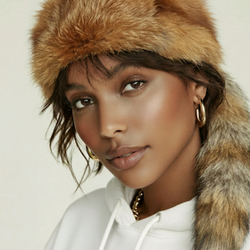 Red Fox Fur Daniel Boone Hat with Tail